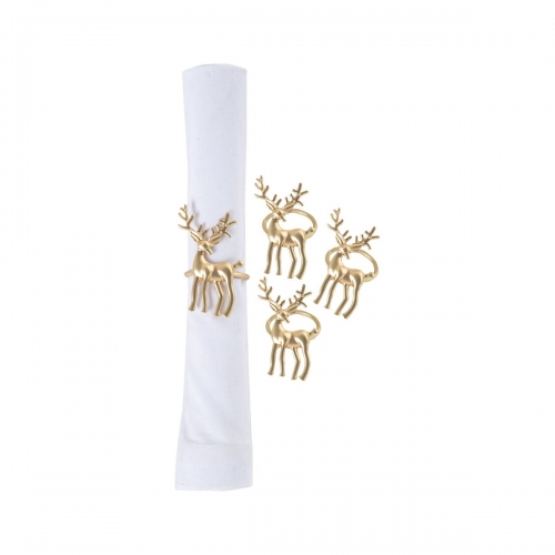 Gold Deer Napkin Ring Set of 4